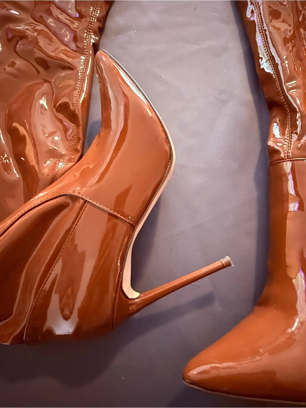 Steve Madden Burnt Orange Patent Over-the-Knee Stiletto Boots